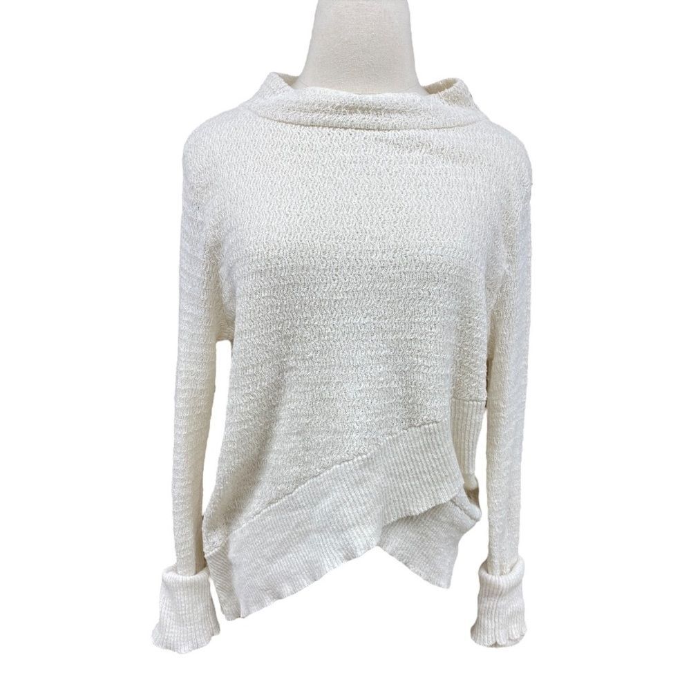 Free People Ivory Linen Asymmetrical Lightweight Sweater Size Small